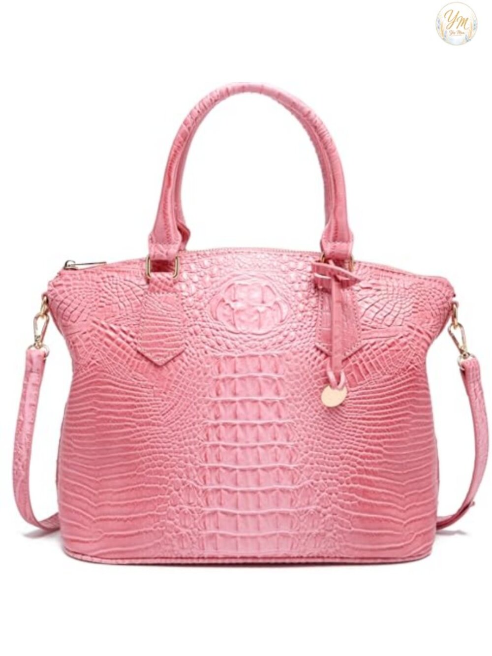 Vegan Leather Croc Embossed Satchel Tote Purse with Shoulder Strap